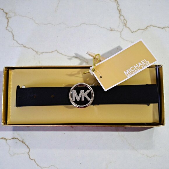 MICHAEL Michael Kors Accessories - Michael Kors Women’s Black 25MM S/M Rhinestone Pave Logo Belt NWT